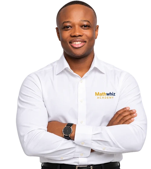 Kevoy Campbell in a white Mathwhiz shirt with arms folded.